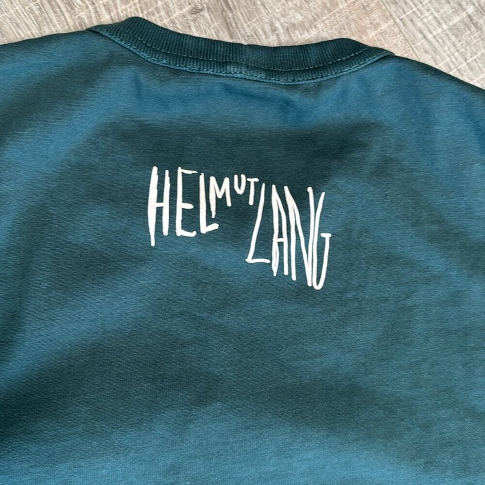 HELMUT LANG Men’s Green Scribbled PARTTIME COWBOY Short Sleeve Crew Neck T-Shirt - Picture 6 of 8